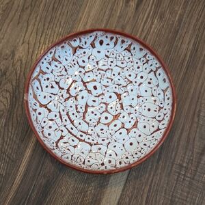 Handcrafted Ceramic Plate with Red and White Pattern